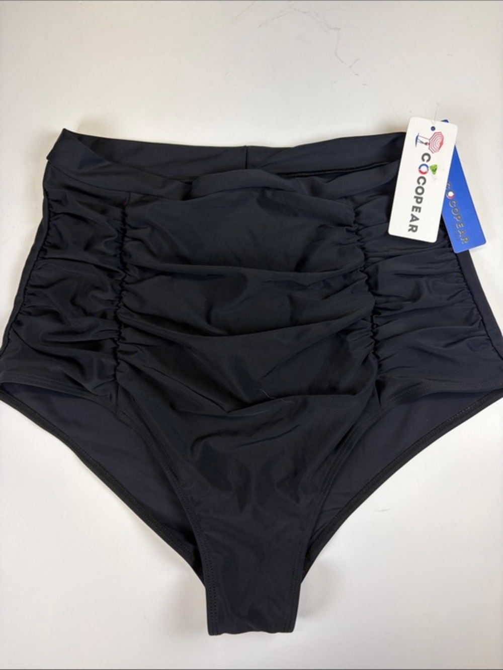 Cocopear Black Ruched High Waist Bikini Bottoms Size XL